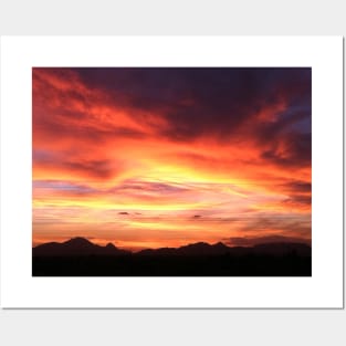 Fiery Phoenix sunset sky Posters and Art